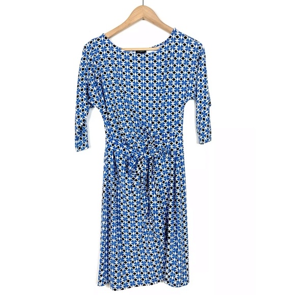 Ann Taylor Dresses & Skirts - Ann Taylor Dress Blue Stretch Geometric Small